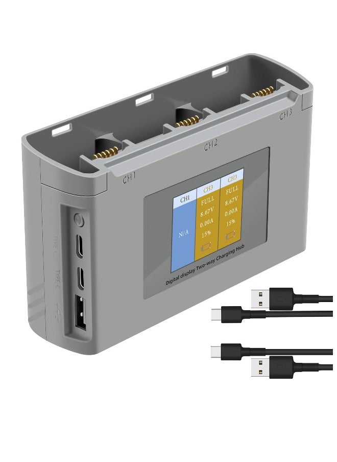 LCD Two Way Battery Charger Hub For DJI Mini 2, Mini 2 SE, Mini SE Drone, Charging 3 Batteries In Sequence Charge Accessories