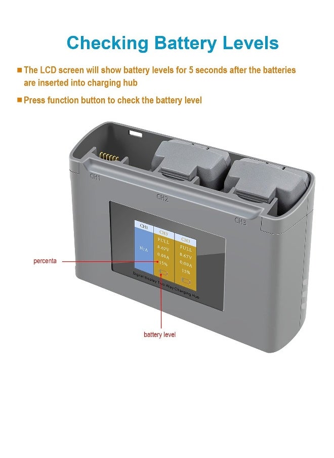 LCD Two Way Battery Charger Hub For DJI Mini 2, Mini 2 SE, Mini SE Drone, Charging 3 Batteries In Sequence Charge Accessories