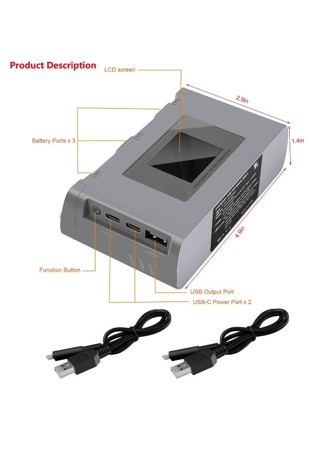 LCD Two Way Battery Charger Hub For DJI Mini 2, Mini 2 SE, Mini SE Drone, Charging 3 Batteries In Sequence Charge Accessories