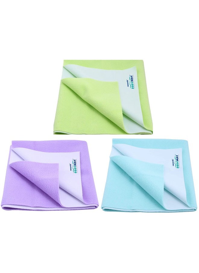 Baby Dry Sheets For Baby/Rubber Sheet For Baby/Baby Mat Waterproof/Baby Bed Protector Waterproof Combo Pack (Small, Lemongreen-Purple-Seagreen)