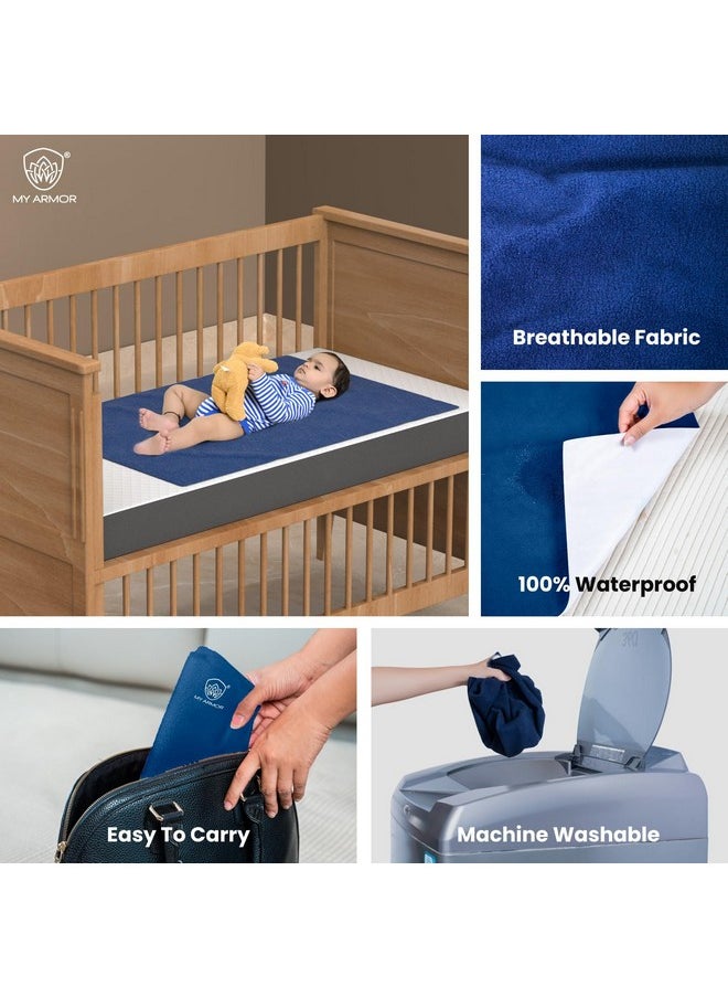 Baby Dry Sheet/Mattress Protector (Waterproof/Quick Drying/Extra Absorbent/Reusable) - Pack Of 2 (Medium (70Cm X 100Cm), Maroon & Royal Blue)