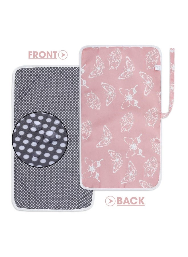 Portable Baby Changing Pad Waterproof Foldable Travel Changing Mat for Toddlers Baby Newborns Sweet Pink Butterfly