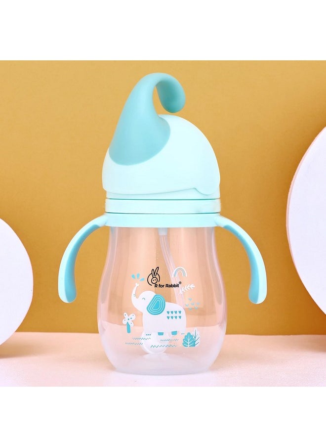 Trunky Premium Baby Straw Sipper With Anti Gravity Ball | Zero Spill Sippy Cup With Soft Silicone Straw Bpa Free & Non Toxic Leak Proof For Kids 9+ Months - (320 Ml, Lake Blue)