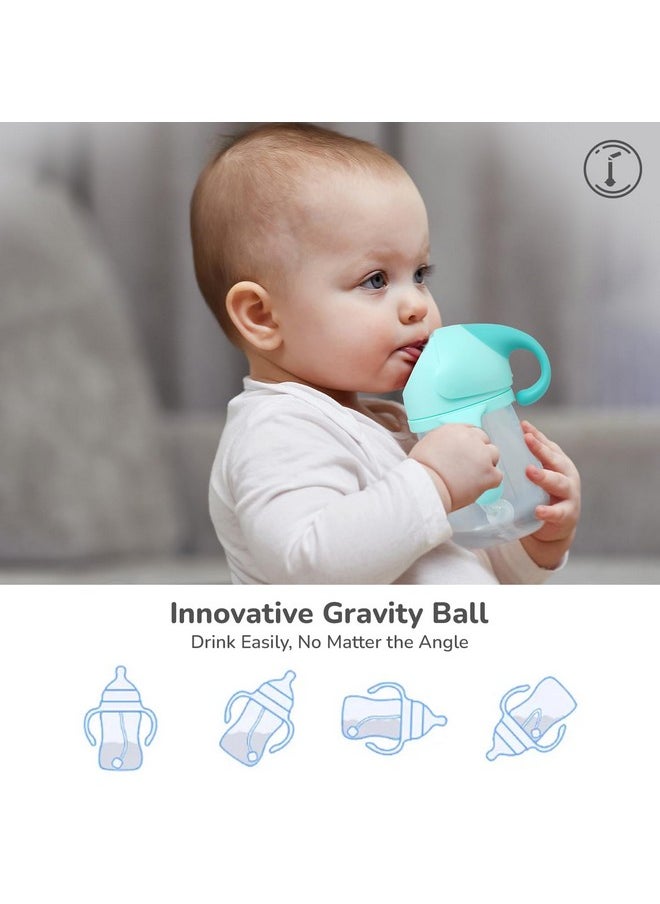 Trunky Premium Baby Straw Sipper With Anti Gravity Ball | Zero Spill Sippy Cup With Soft Silicone Straw Bpa Free & Non Toxic Leak Proof For Kids 9+ Months - (320 Ml, Lake Blue)