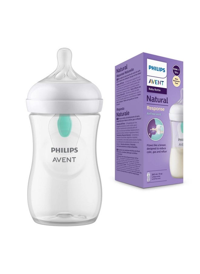 Ps Avent Natural Response Baby Bottle - 260Ml Baby Milk Bottle With Airfree Vent | Bpa Free For Newborn Babies Aged 1 Months+ | Scy673/01