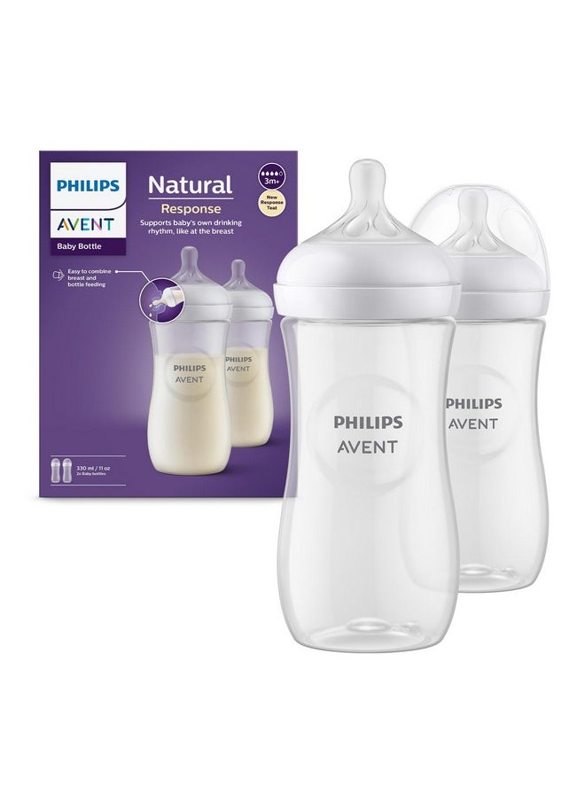 Ps Avent Natural Baby Feeding Bottle | No.1 Brand Recommended By Moms Worldwide | Ideal For 3 Months+| Natural Response Technology Mimics Breastfeeding | Uniquely Designed Nipple Releases Milk Only When Baby Drinks | Pack Of 2 | Scy906/02