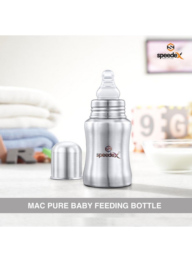 Stainless Steel Infant Baby Feeding Bottle, Bpa Free, Anti-Colic, Plastic-Free, Medium-Flow Nipple (140 Ml)