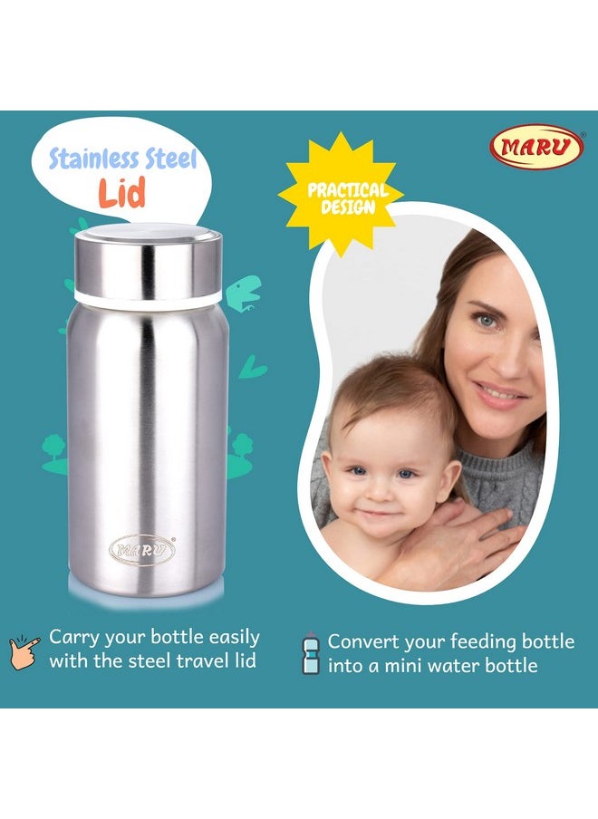 3-In-1 Stainless Steel Feeding Bottle For Baby Blue Color-Versatile Sipper,Feeder, For Newborns-3+ Months Kids, Baby Feeding Bottle With Extra Travel Lid & Sipper Nipple, 270 Ml