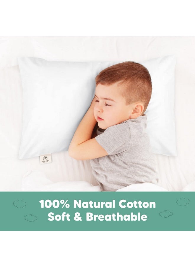 Toddler Pillowcase For 13X18 Pillow - Organic Toddler Pillow Case For Boy, Kids - 100% Natural Cotton Pillowcase For Miniature Sleepy Pillows - Pillow Sold Separately (Soft White)