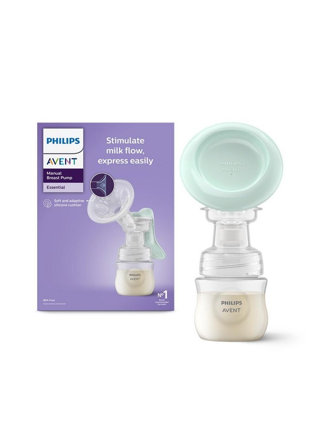 Ps Avent Essential Manual Breast Pump Scf417/11 | Easy Silicone Massage Cushion & Ergonomic Handle, Soft & Gentle, Bpa Free