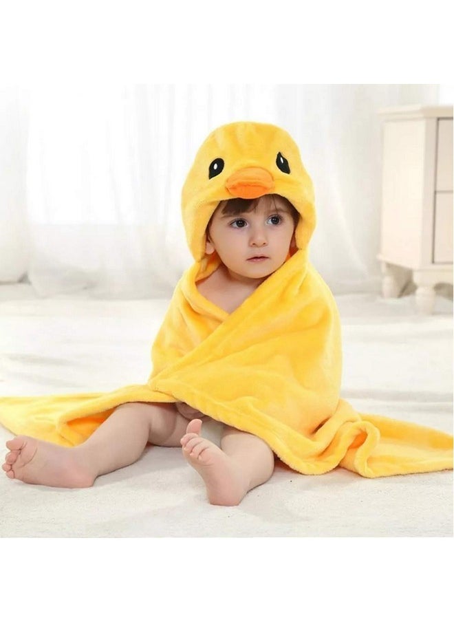 Baby'S Fleece Bath Towel Hooded Wrapper, Yellow, Pink- Pack Of 2