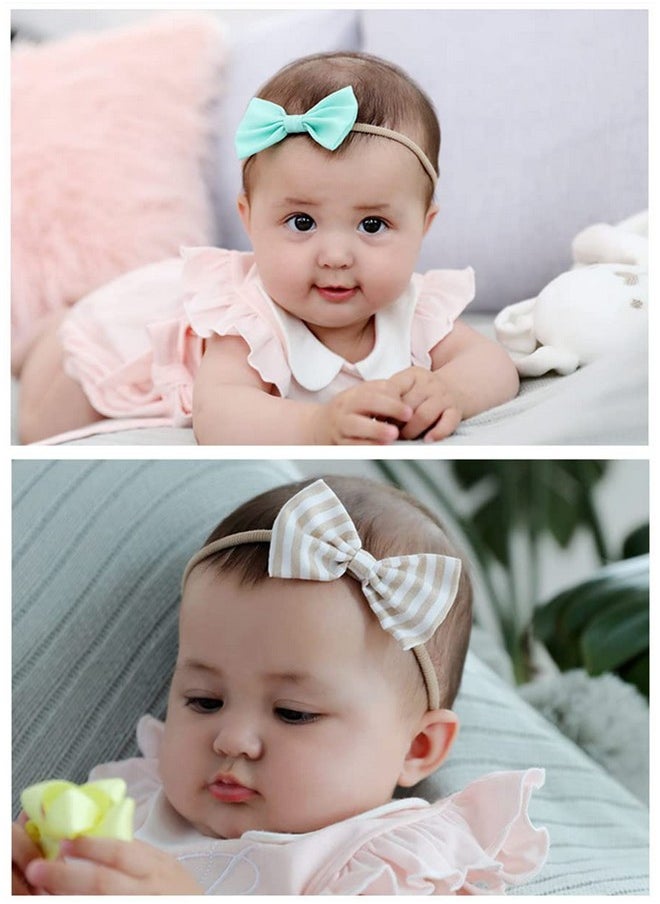 6Pcs Flower Headbands Elastic Floral Hair Band, Bows Wrap Headband For Baby Girls, Infants And Newborns - Multicolor