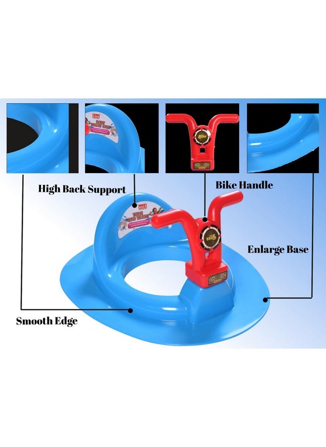 Kids Toilet Trainer Baby Potty Seat With Bike Handle And Back Support Toilet Seat For Western Toilet (Blue)