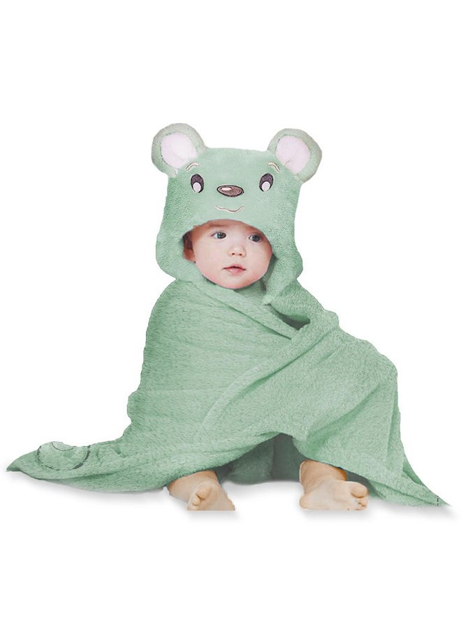 Baby Towel Bathrobe Hooded Blanket Wrapper- Green Puppy