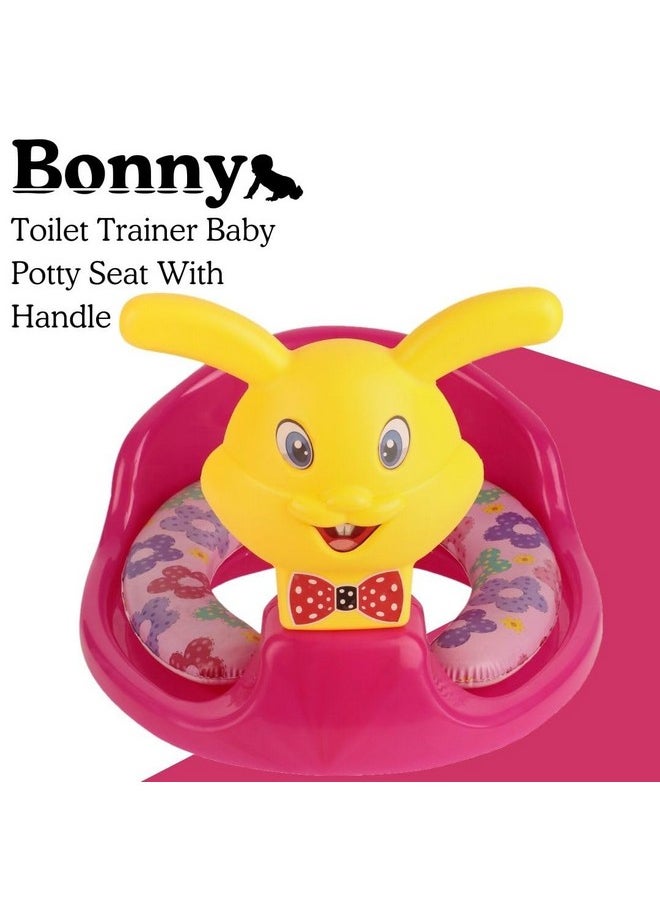 Kids Toilet Trainer Baby Potty Seat With Rabbit Handle And Back Support Toilet Seat For Girls & Boys (Pink)