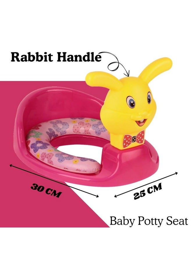 Kids Toilet Trainer Baby Potty Seat With Rabbit Handle And Back Support Toilet Seat For Girls & Boys (Pink)