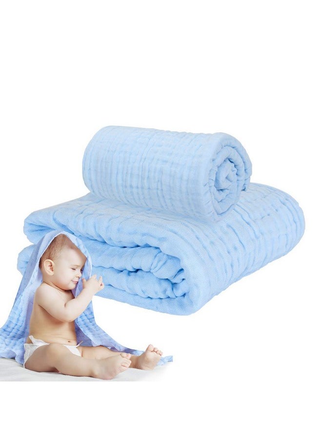 Baby Super Soft Absorbent Muslin 6 Layer Wash Towel- 100X100 Cm - | 0-3 Years | Blue