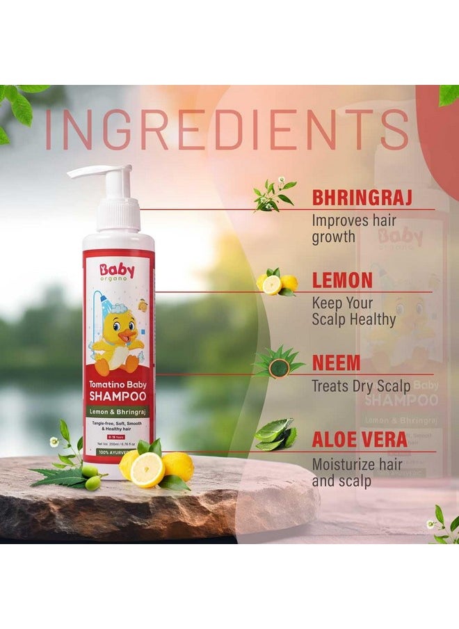 Baby Shampoo 200Ml Combo For Kids | Goodness Of Tomato, Bhringraj | Tear-Free Strengthens & Nourishes Hair | Fdca Appproved