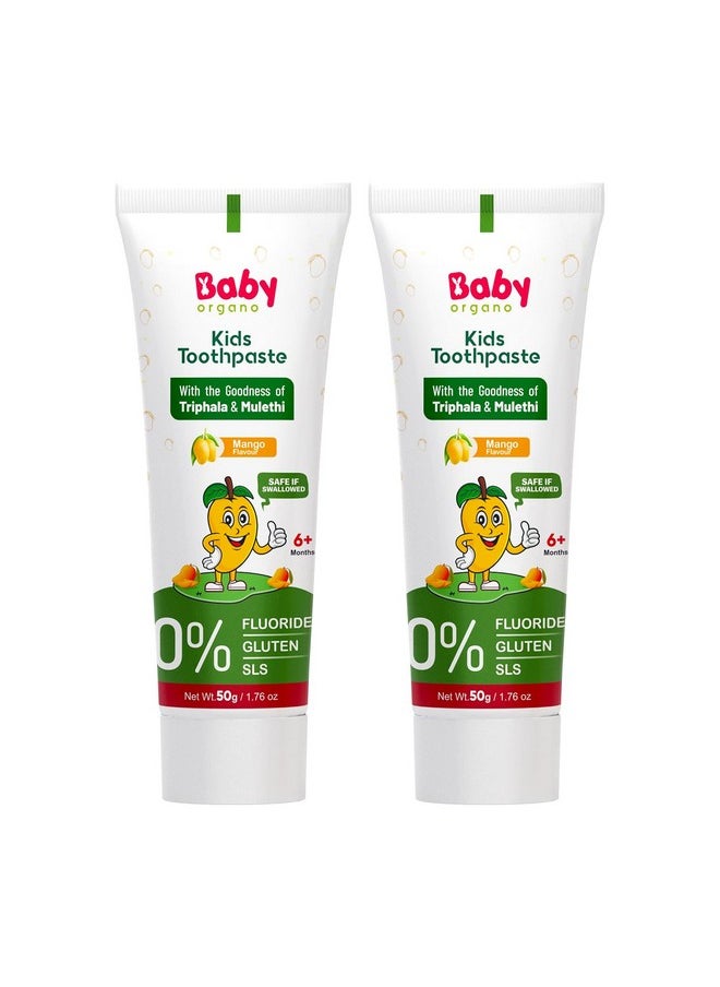 ® Herbal Toothpaste For Kids L 100% Ayurvedic L Non Gel Formula L Goodness Of Babool And Mulethi L Mango Flavour L Fluoride & Sls Free L Fdca Approved - 50Gm (Pack Of 2)