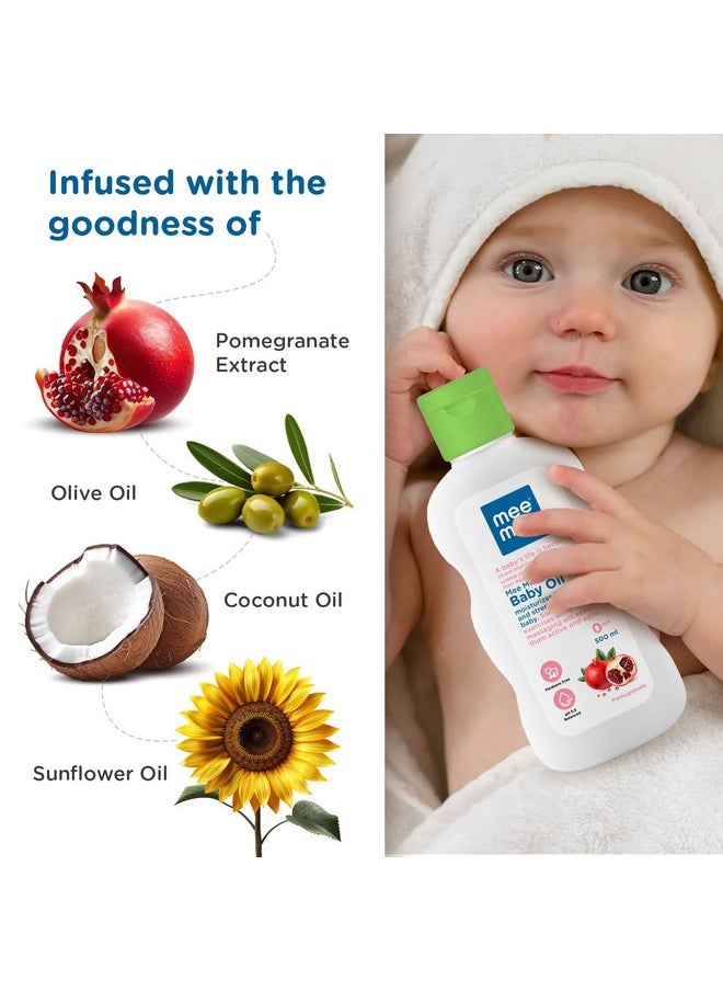 3-In-1 Baby Oil 500Ml For Soft And Smooth Skin With Sunflower, Coconut, And Olive Oil | Massage Oil For New Born | Non-Sticky & Moisturizing Formula With Natural Ingredients To Prevent Dryness