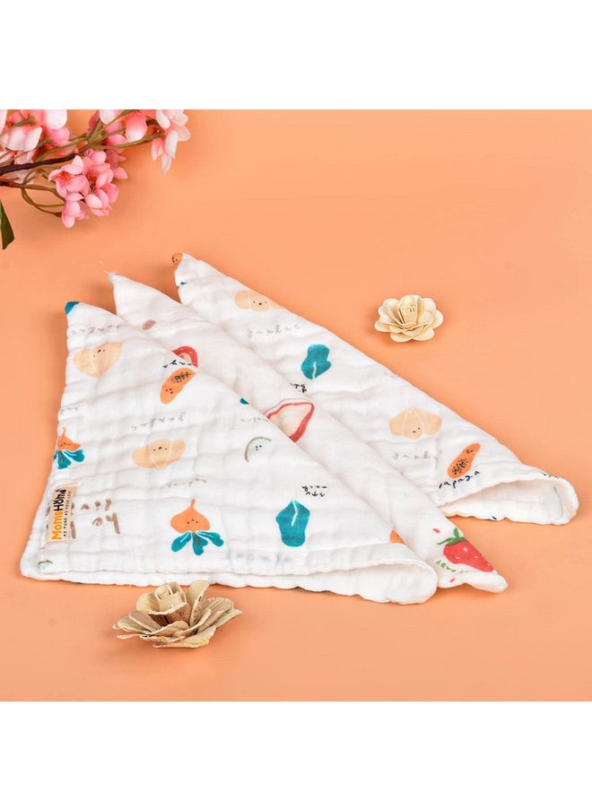 Super Soft Organic Cotton Baby Muslin Wash Cloth/Napkin 6 Layer | Hankies For Baby | 25X25 Cm | Pack Of 3