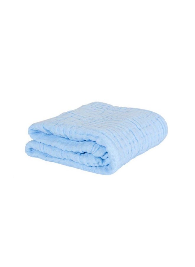 Baby Super Soft Absorbent Muslin 6 Layer Wash Towel- 100X100 Cm - (0-3 Years)- Blue And 5 Muslin Naplin Wipes