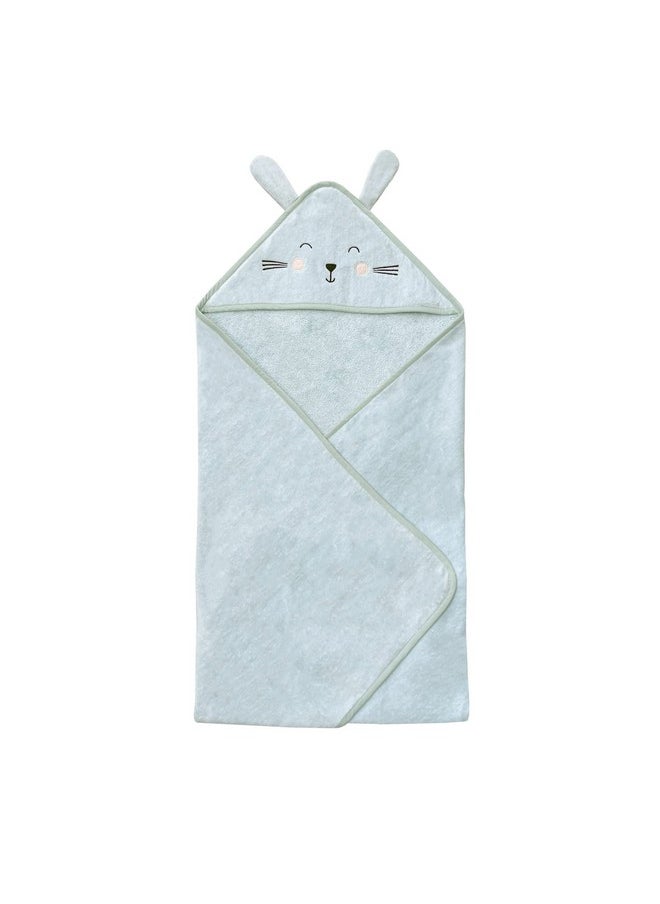 100% Organic Cotton Hooded Towel/Ideal For Babies 0-18Months / Luxurious And Super Absorbent Baby Towel/Infant To Toddler Wrap Towel With Hood/Soft, Lightweight And Breathable/Bunny/Green