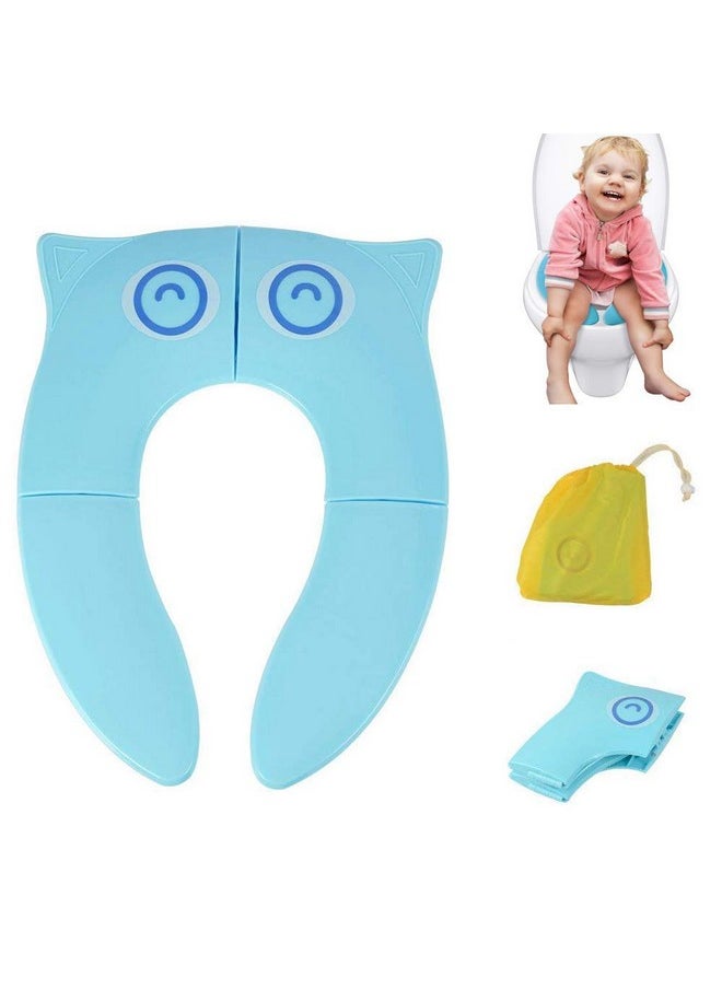 Plastic Inovera Portable Baby Toilet Seat Foldable Western Kids Potty Trainer Cover For 0.5 To 5 Years Child Toddler Boys Girls Travel (Blue)