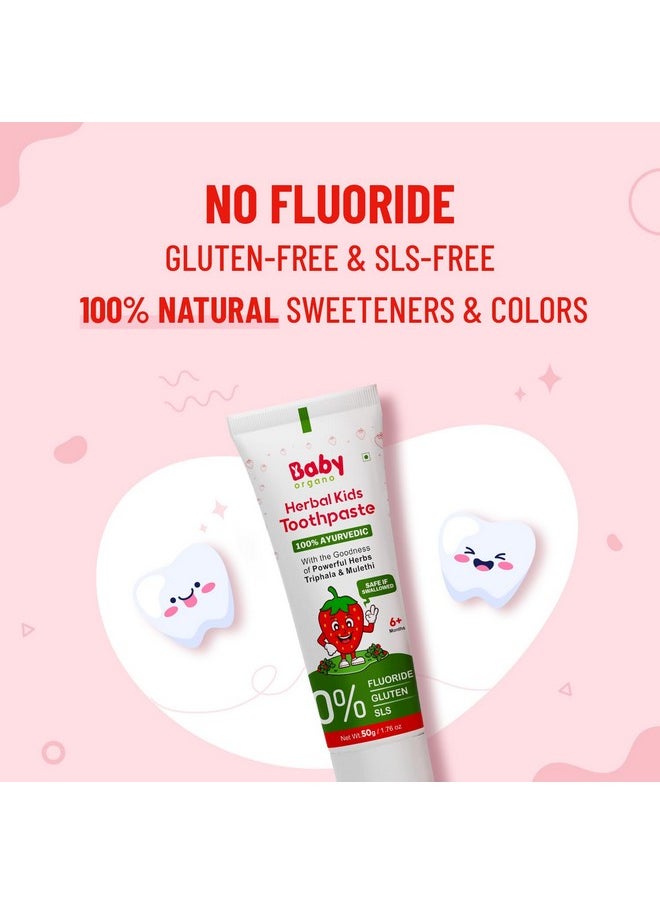 ® Herbal Toothpaste For Kids L 100% Ayurvedic L Non Gel Formula L Goodness Of Babool And Mulethi L Strawberry Flavour L Fluoride & Sls Free L Fdca Approved - 50Gm (Pack Of 2)