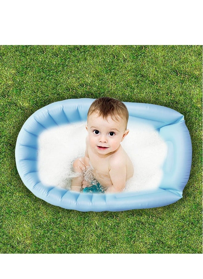 Infant Inflatable Tub, Portable Toddler Tub, Non-Slip Neonatal Tub, Baby Tub Seat, Built-in Air Pump Foldable Shower Tray Travel Tub (Blue)