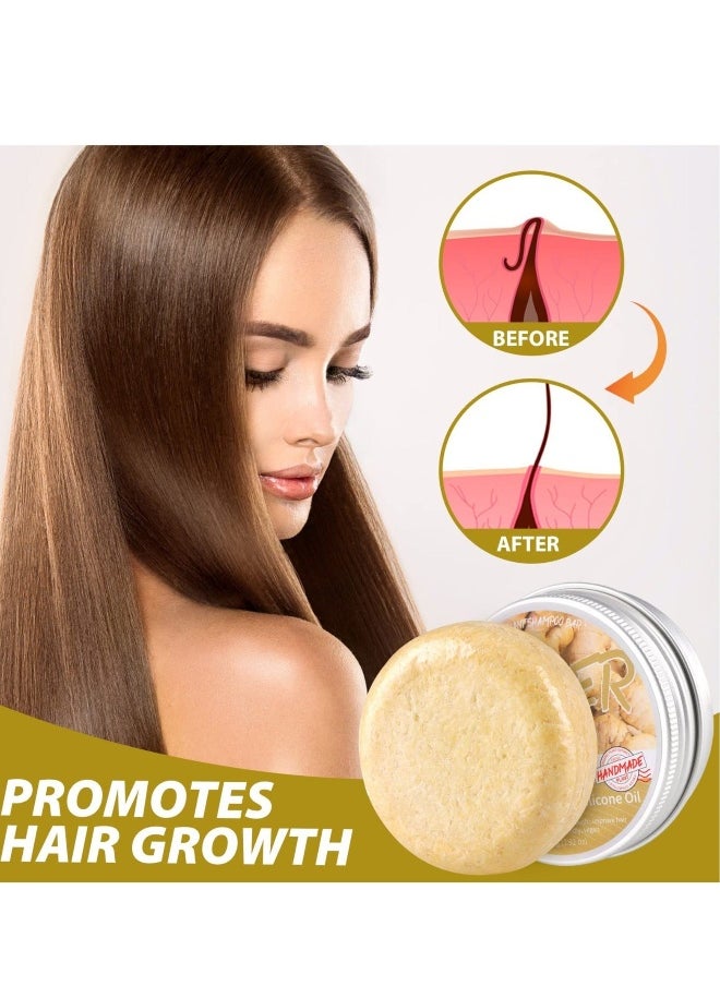 Ginger Hair Regrowth Shampoo Bar, 2 Pcs Natural Ginger Shampoo Bar, Anti Dandruff, Hair Loss Treatment, Promotes Hair Growth for All Hair Types