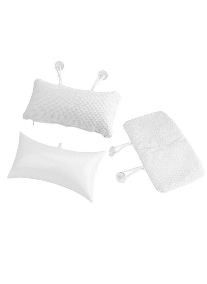 Inflatable Bathtub Pillow Anti-Slip Aerated Bath Pillow With Suction Cup Spa Bath Cushion For Head Neck Rest Relax, Home, Bathroom, White, 13.8