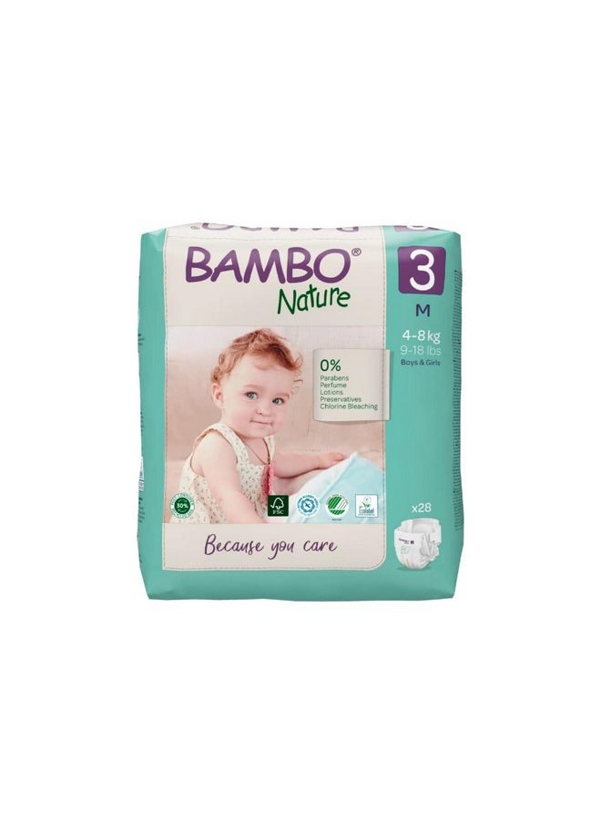 Unisex Premium Eco-Friendly Tape Diapers With Wetness Indicator - M Size, 28 Pieces - Pack Of 3