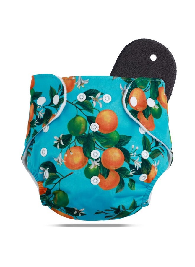 Leakage Proof Reusable Cloth Diaper With 5 Layer High Absorbent Pad | Reusable Nappies| Freesize For Kids 0-3 Yrs | Washable Diapers (Fruit)