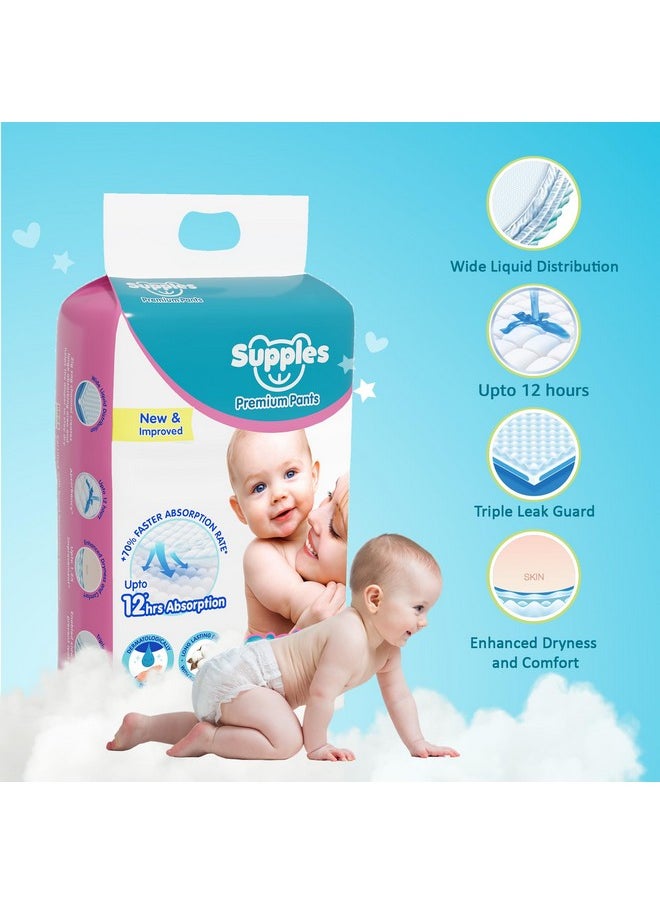 Brand - Supples Premium Diapers, X-Large (Xl), 24 Count, 12-17 Kg, 12 Hrs Absorption Baby Diaper Pants