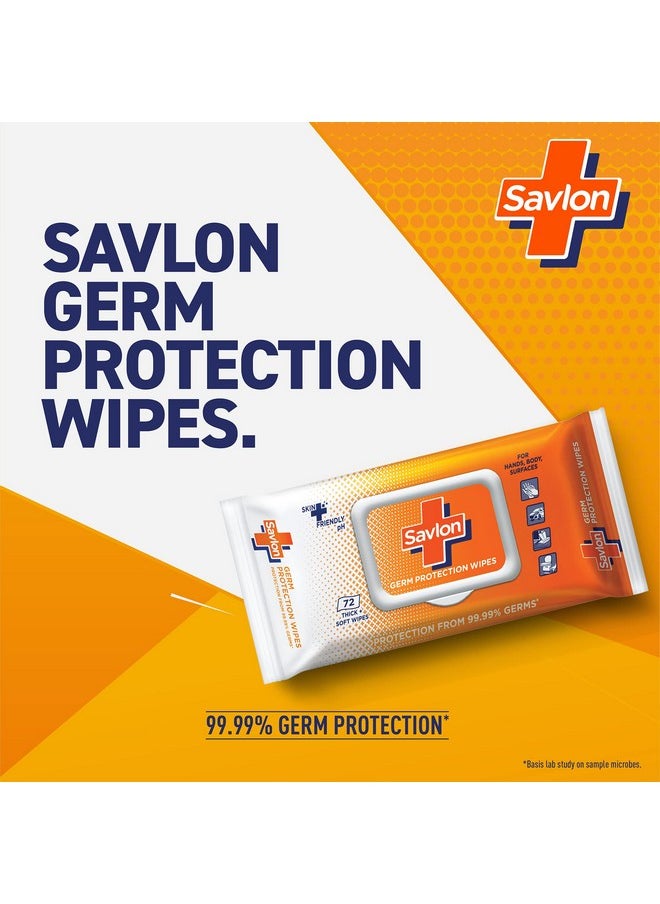 Germ Protection Multipurpose Thick & Soft Wet Wipes With Fliptop Lid - 72 Wipes Multi Purpose, Protection From 99.9% Germs