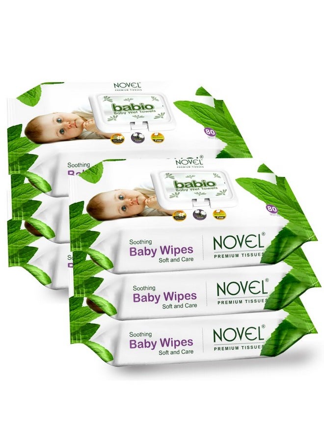 Baby Wet Wipes/Pack With Lid (Pack Of 6-80 Sheet)