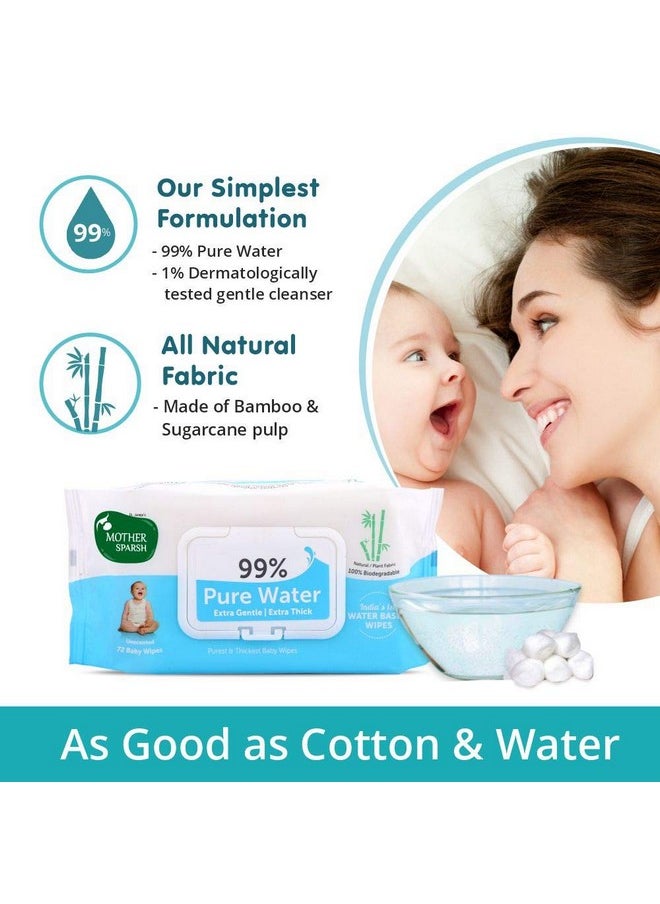 99% Pure Water (72 Unscented Baby Wipes) - Super Thick Fabric