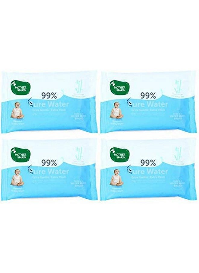 Thick Fabric Baby Water Based Unscented Wipe (Blue, 10 Wipes) - Pack Of 4