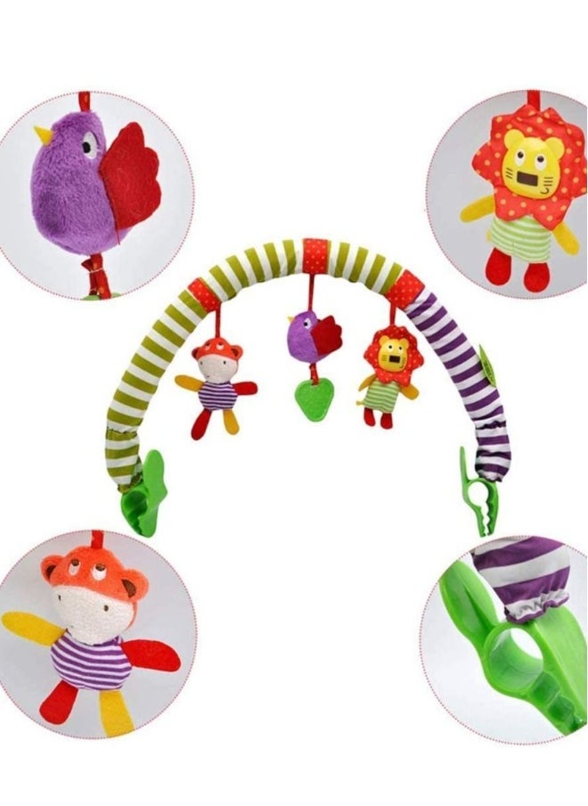 Baby Infant Kid Toy Soft Plush Stroller Clip Bed Crib Pram Hanging Animals Zebra Lion Monkey Arch Squeak Rattle Teether Activity Bar with