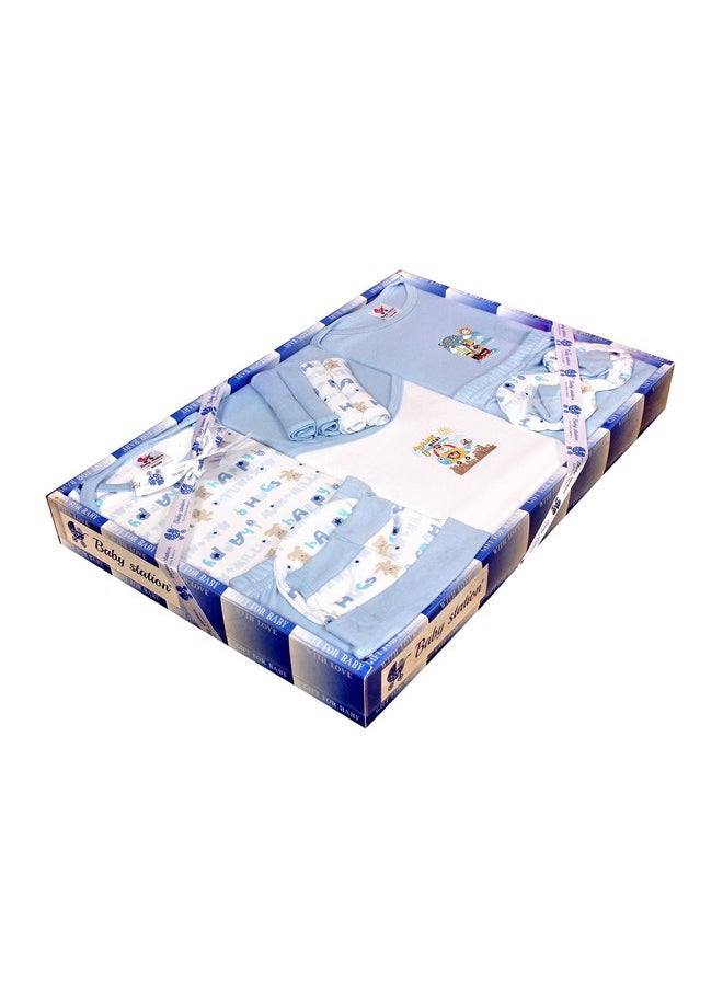 Cotton Gift Set For New Born Unisex- 13 Pieces (Blue)