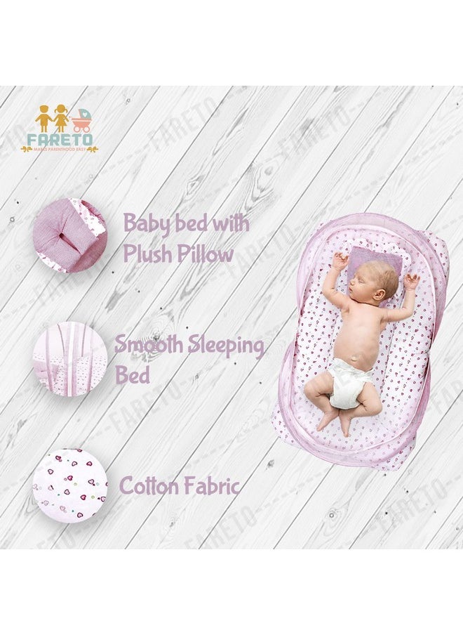 Baby Gift Pack Set Mattress With Net & Sleeping Bag(0-6 Months) Pink