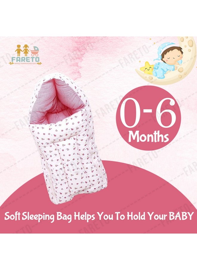 Baby Gift Pack Set Mattress With Net & Sleeping Bag(0-6 Months) Pink