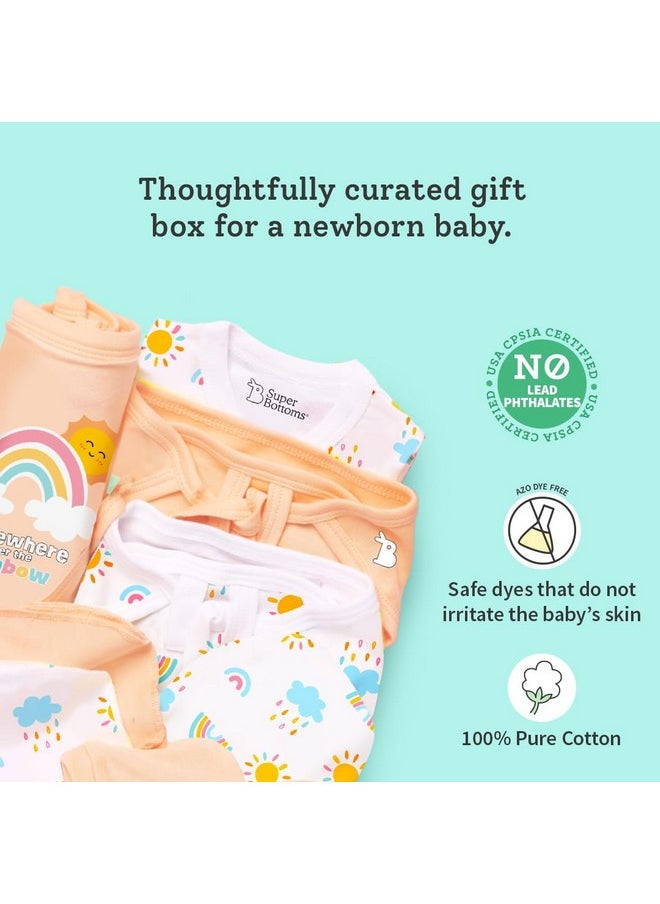 Newborn Gift Set - 11 Pcs (Peach) Clothing Hamper Baby Gift Set For Newborn 0-3 Months | Unisex Gift Set For Baby Boy & Baby Girl | Skin-Friendly Baby Clothes, Chemical-Free Dyes