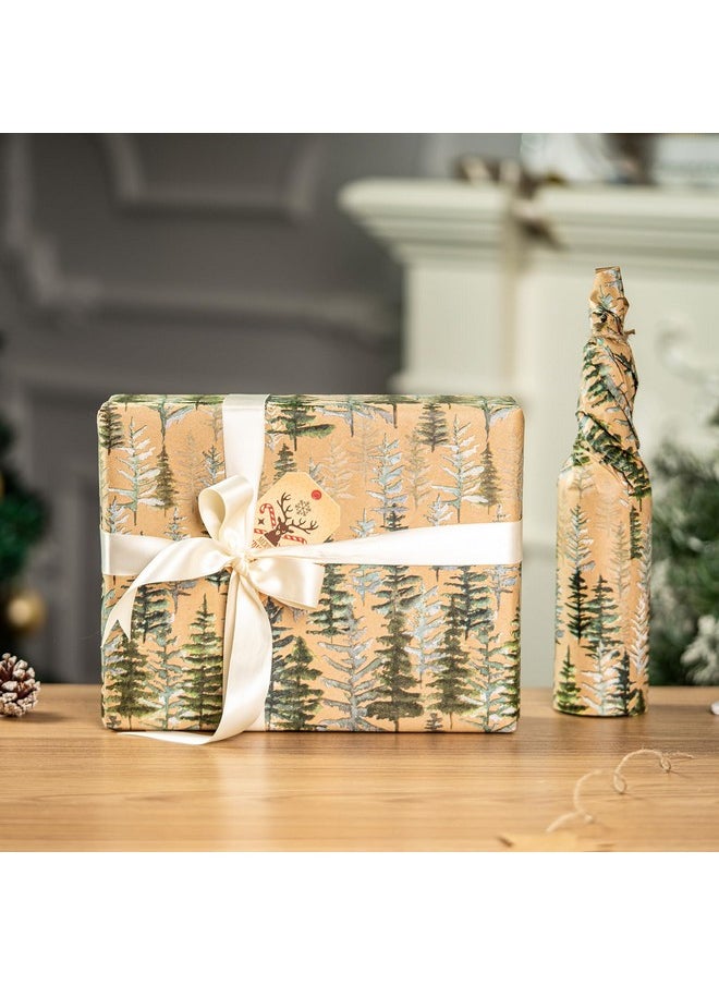 Christmas Wrapping Paper, Jumbo Roll Kraft Paper - Christmas Tree Design For Holiday Gift Wrap - 30 Inches X 100 Feet