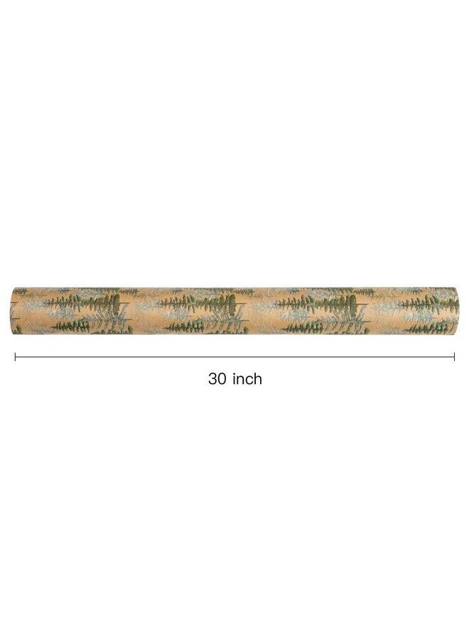 Christmas Wrapping Paper, Jumbo Roll Kraft Paper - Christmas Tree Design For Holiday Gift Wrap - 30 Inches X 100 Feet