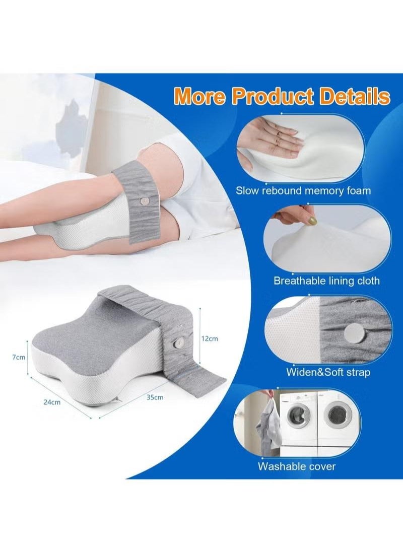 memory foam leg pillow, Real Knee Pillow for Side Sleepers Separates The Knees for More Comfort Semicircle Round Shape Leg Pillows for Sleeping Promote Sleeping