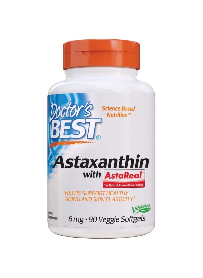 Doctor's Best Astaxanthin, Powerful Antioxidant, Skin, Eye Health, Non-GMO, Gluten Free, Vegan, Soy Free, 6 mg, 90VSG