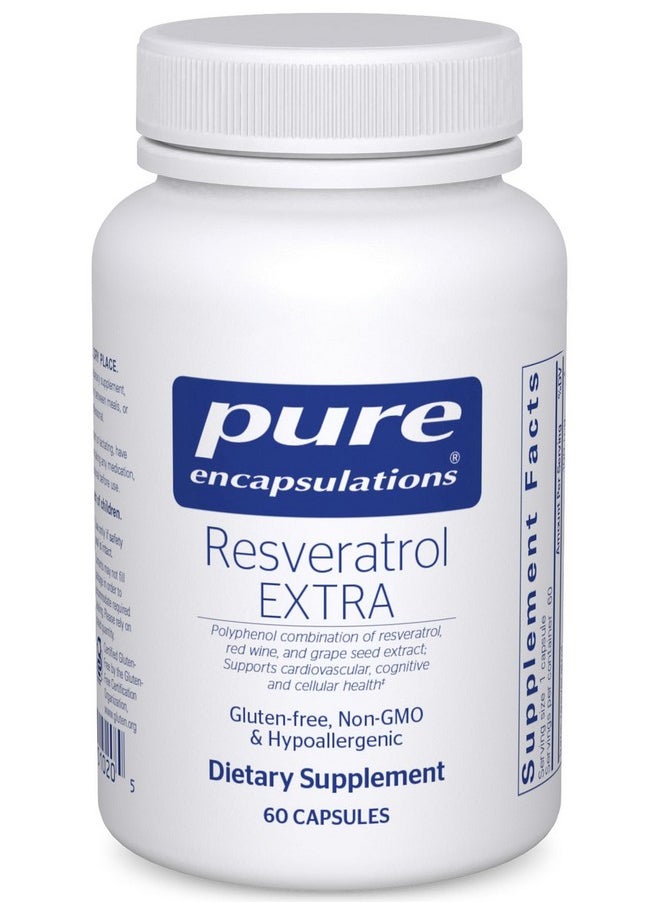 Pure Encapsulations Resveratrol EXTRA - 100 mg Trans-Resveratrol - For Healthy Cellular & Cardiovascular Function* - Antioxidants Supplement - Non-GMO & Gluten Free - 60 Capsules