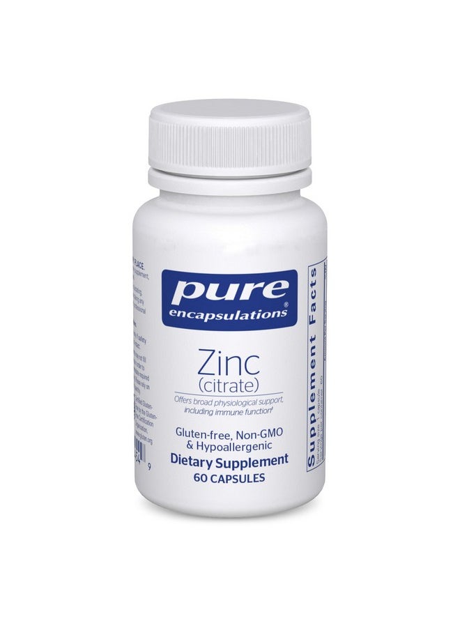 Pure Encapsulations Zinc (Citrate) - for Immune System, Tissue Development & Metabolism* - Mineral Supplement with Enzymes - Highly Absorbable Zinc - Vegan & Non-GMO - 60 Capsules